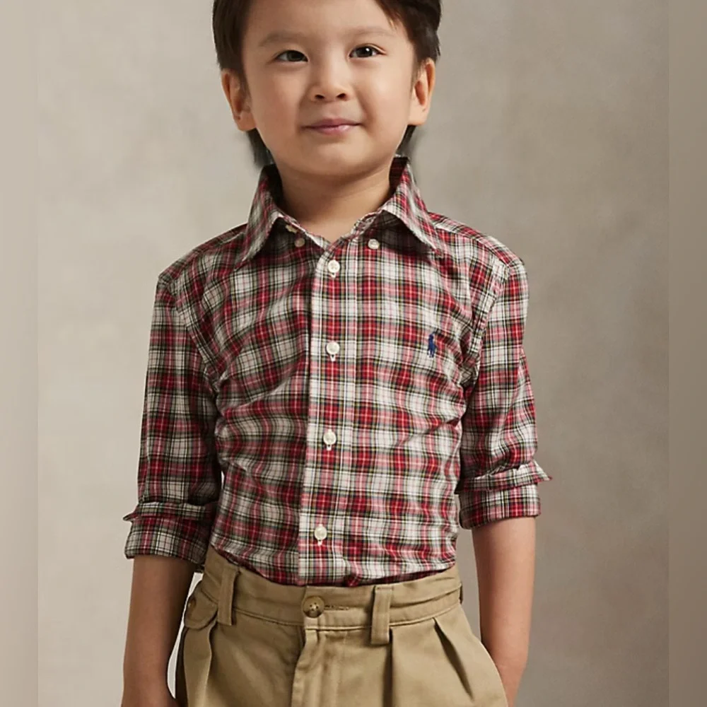 Ralph Lauren Boys' Plaid Cotton Poplin Shirt Toddler Boy 5